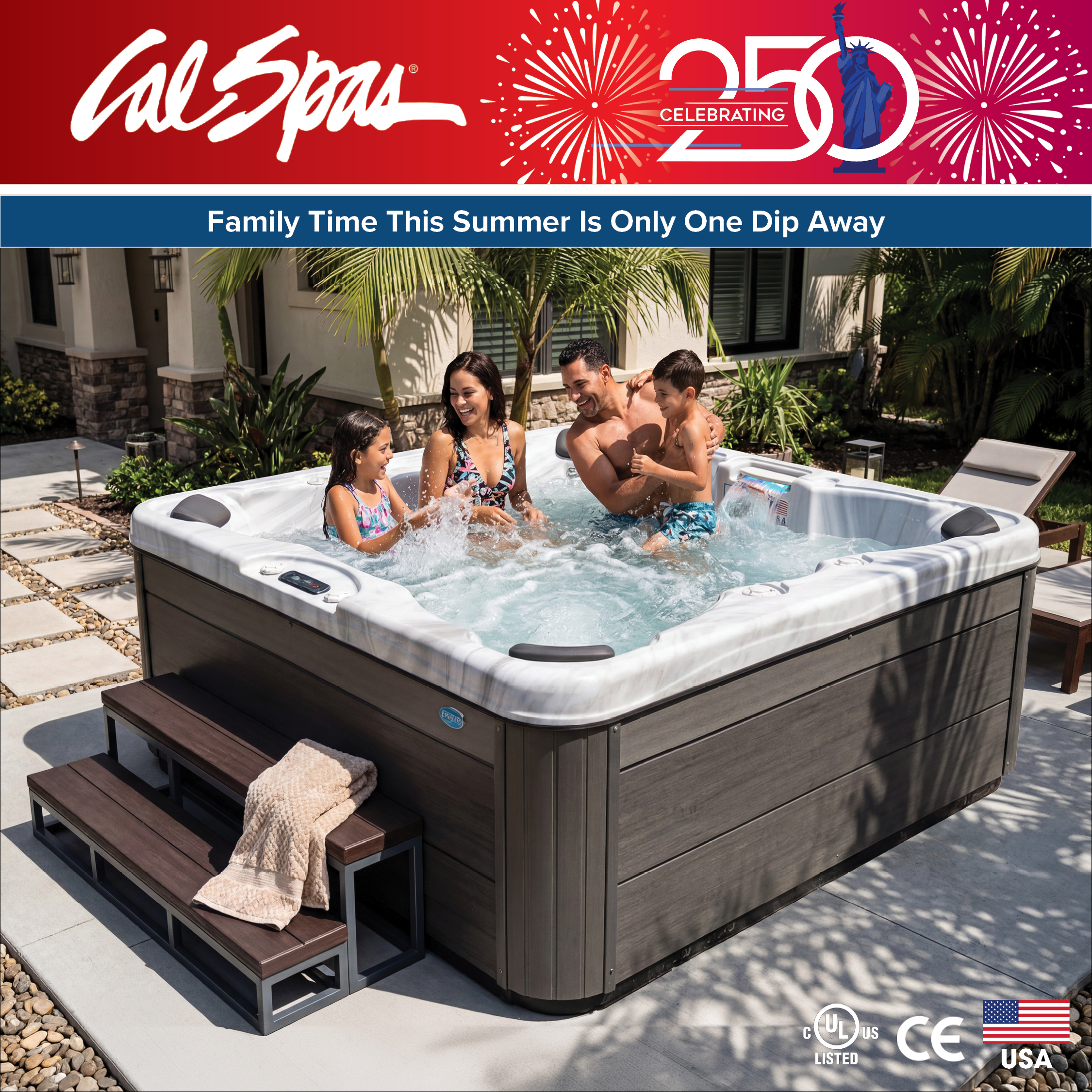 Calspas hot tub being used in a family setting - San Lucas